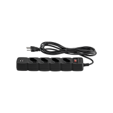 Protetor Eletrônico c/ 4 Tomadas e 2 USB - EPE 204 USB PT